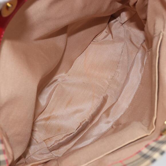BURBERRY Nova Check Tote Bag Canvas Beige Gold Auth BA6606
